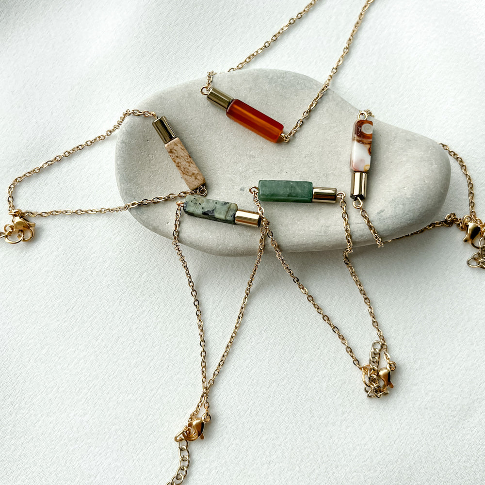 Natural stones minimal bracelets_gold plated stainless steel