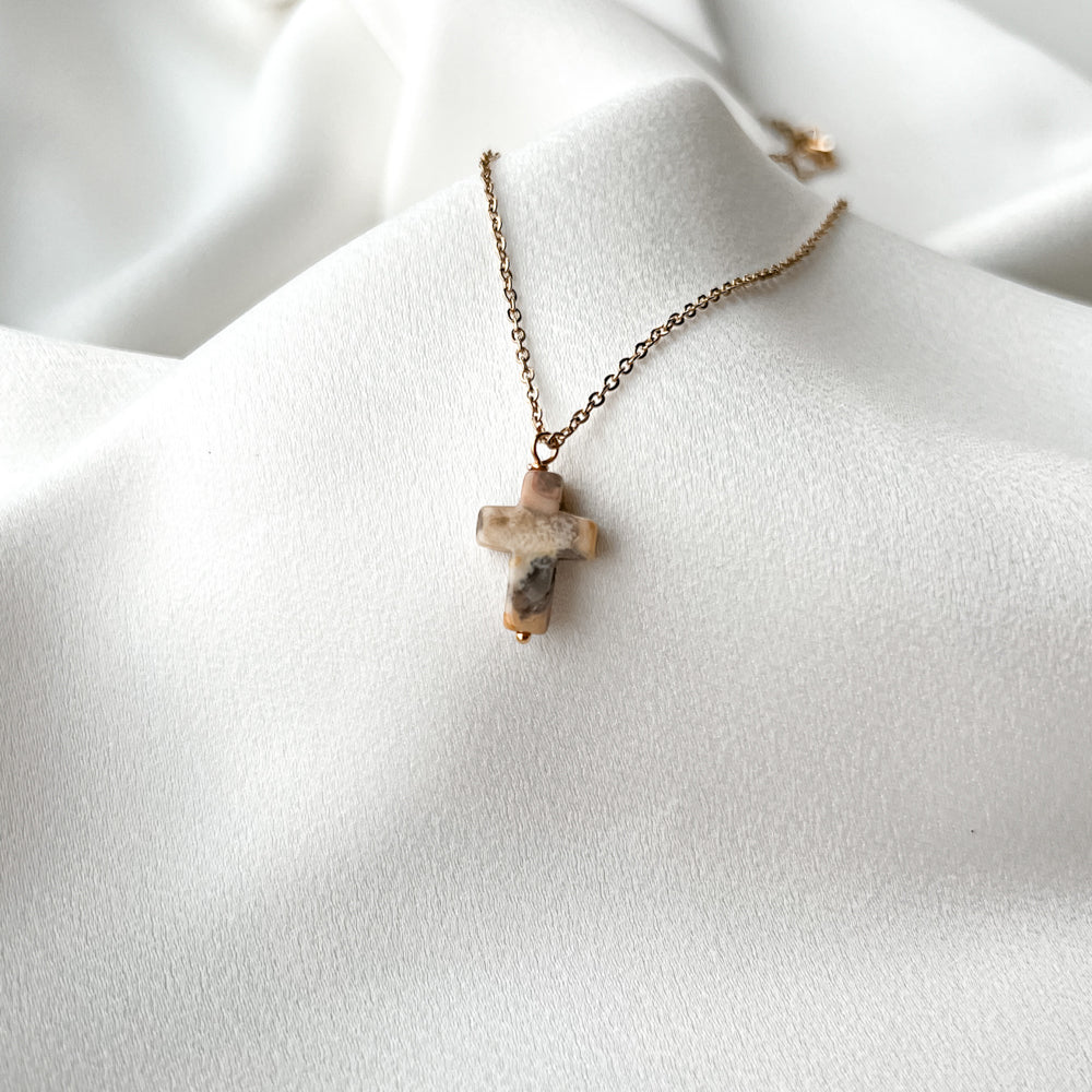 Agate cross chain necklace