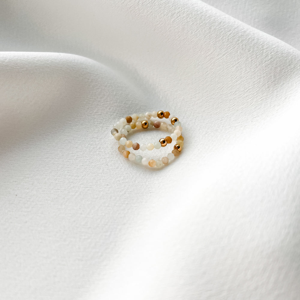 Beaded amazonite gemstone ring