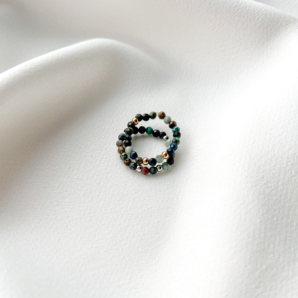 Beaded chrysocolla gemstone ring