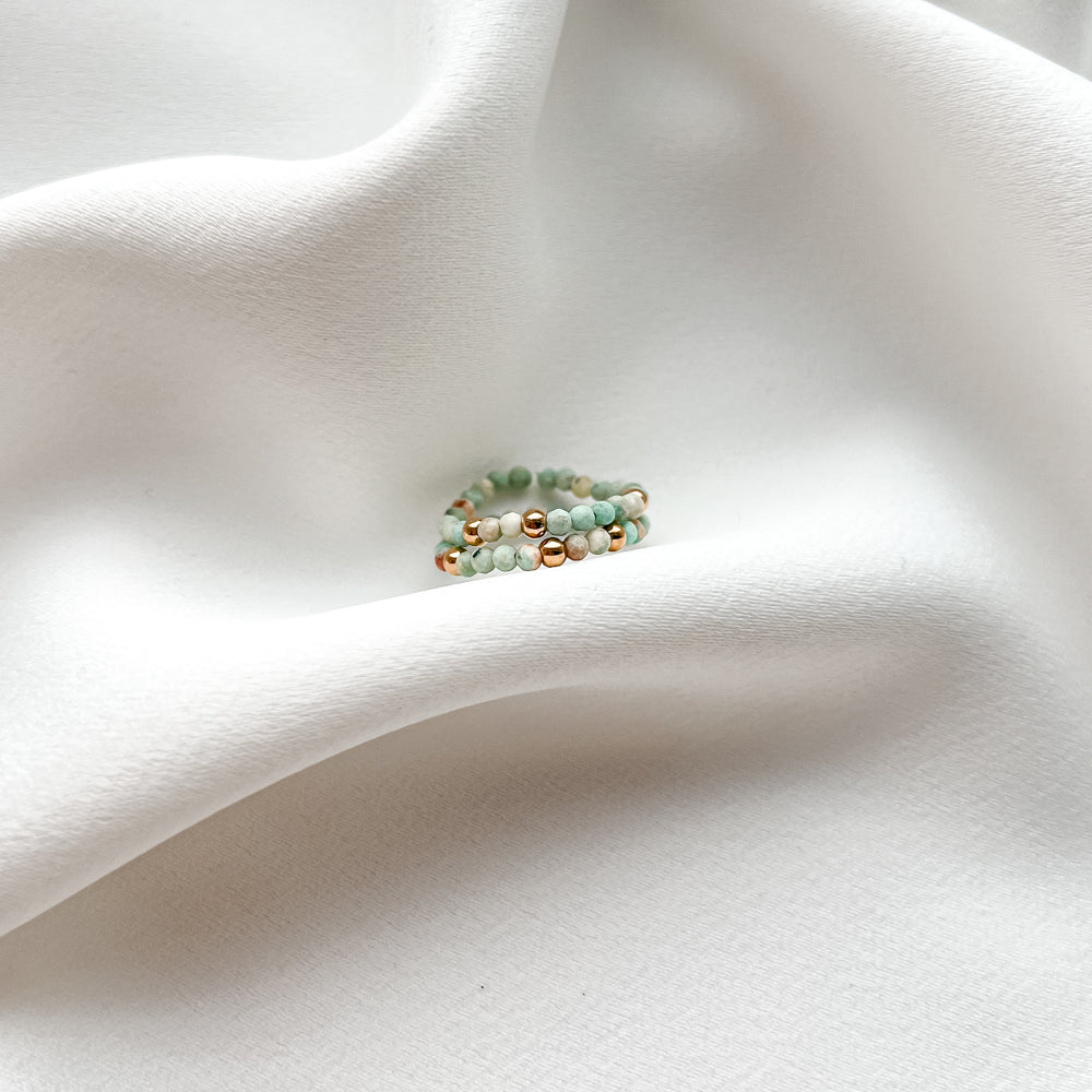 Beaded amazonite gemstone ring
