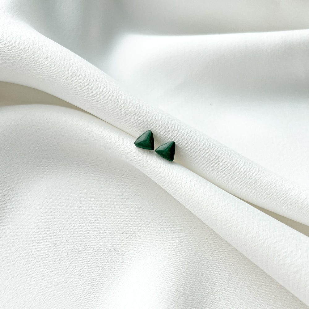 Tiny Stud Earrings - Triangles_Green