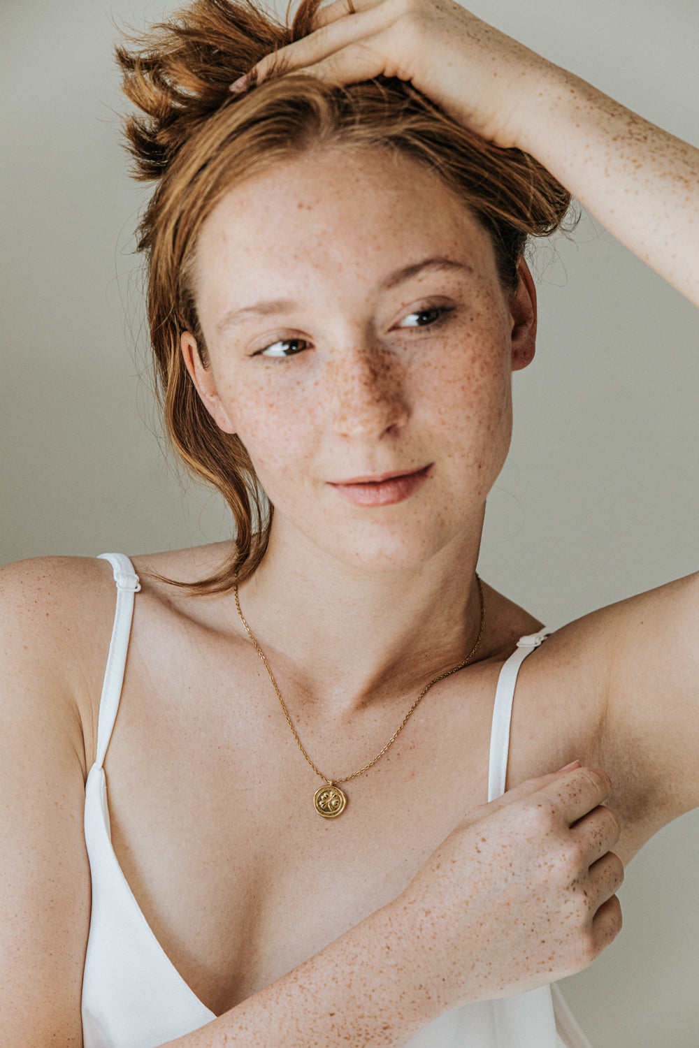 Chain necklaces with four-leaf clover_Green