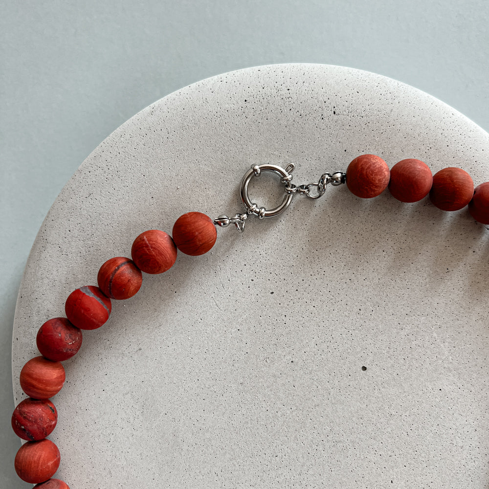 Oversized red jasper necklace