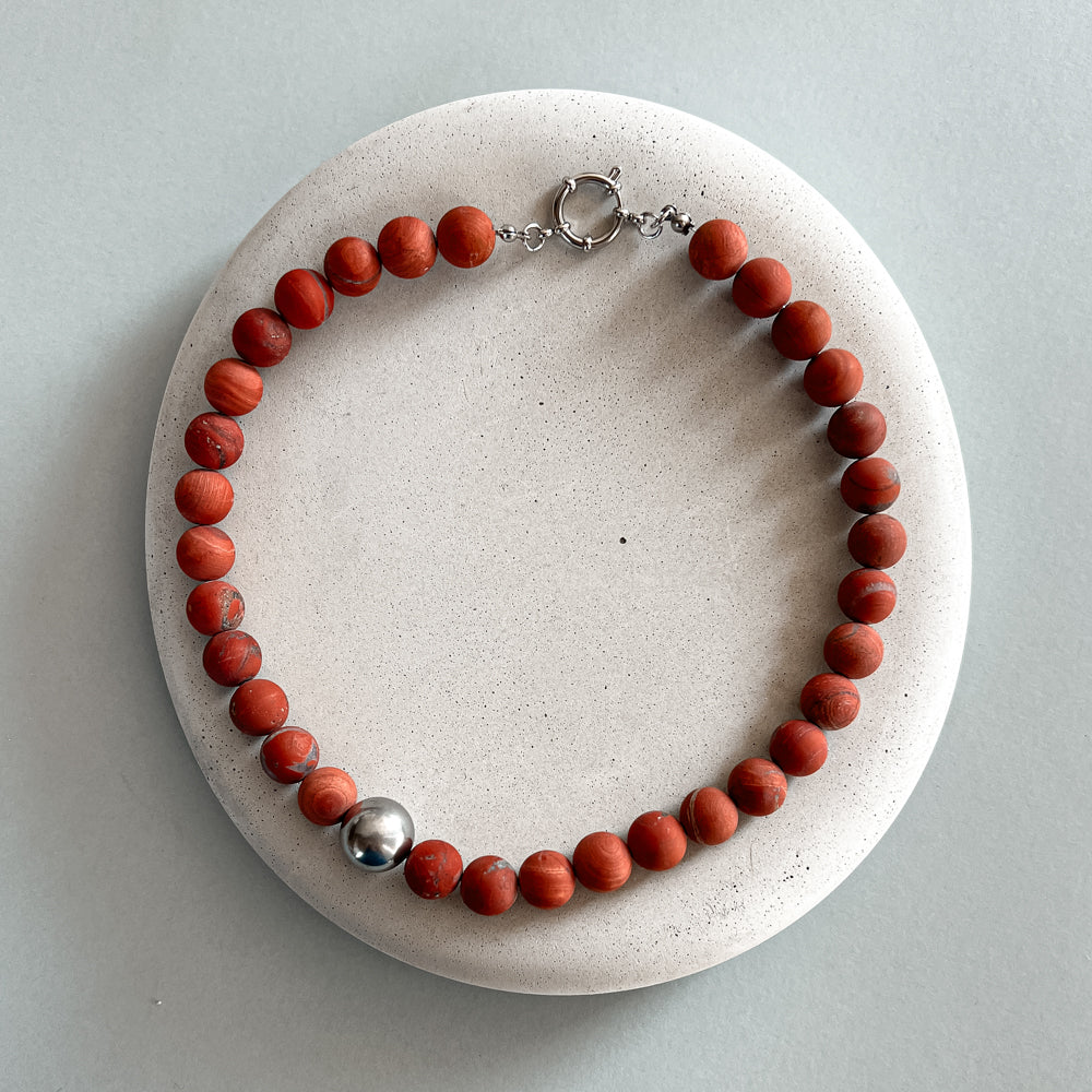 Oversized red jasper necklace