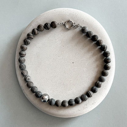 Oversized grey jasper necklace