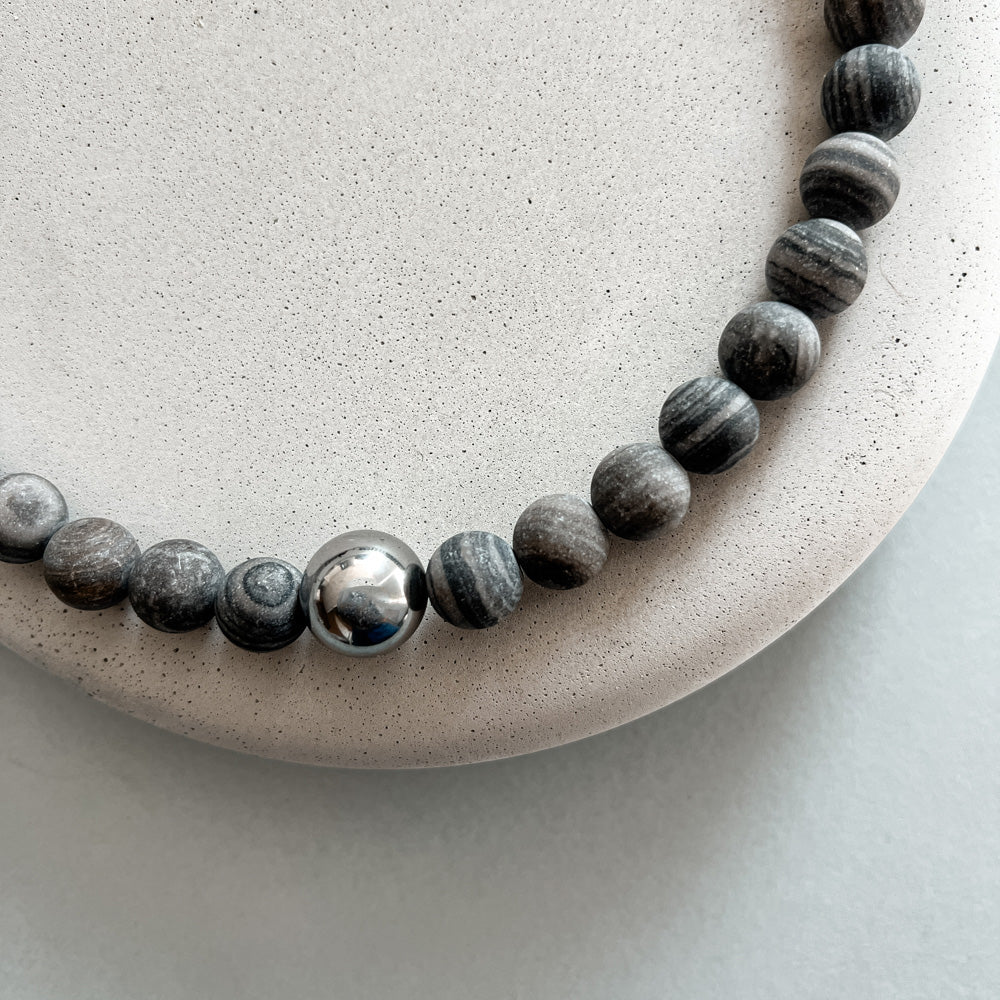 Oversized grey jasper necklace