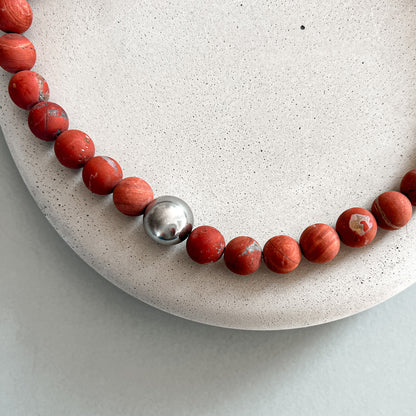 Oversized red jasper necklace