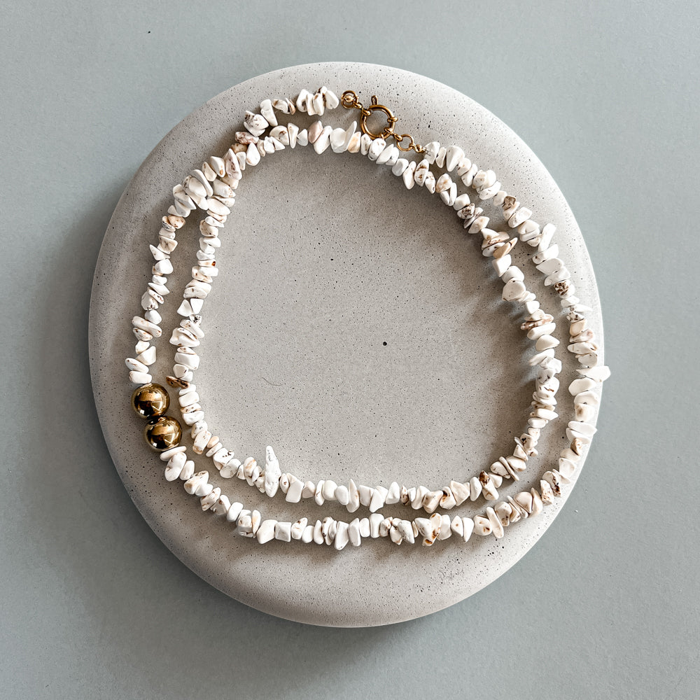 Long white magnesite necklace