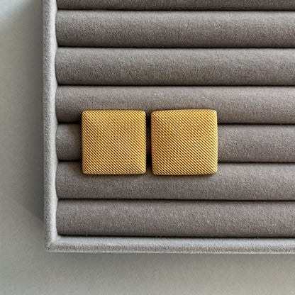 Big gold colour modern square stud earrings