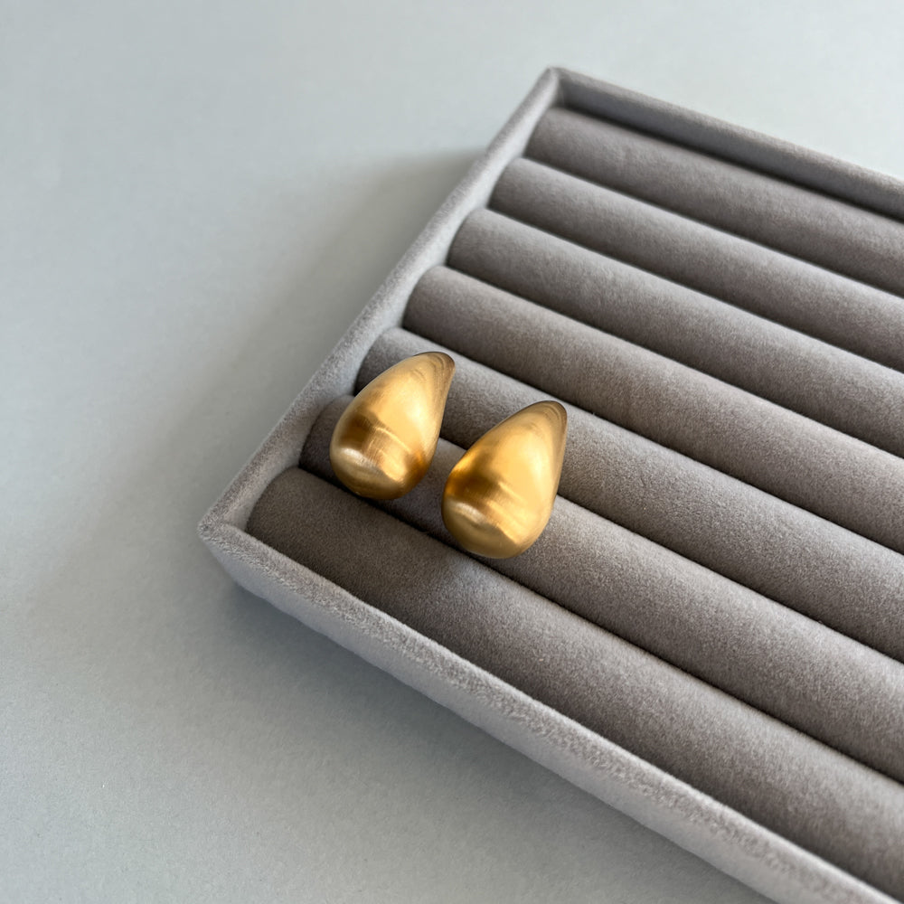 Matt gold drop stud earrings