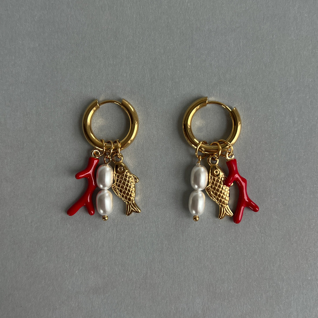 Gold colour hoops with pendants