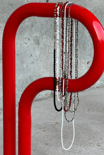 Long red jasper necklace