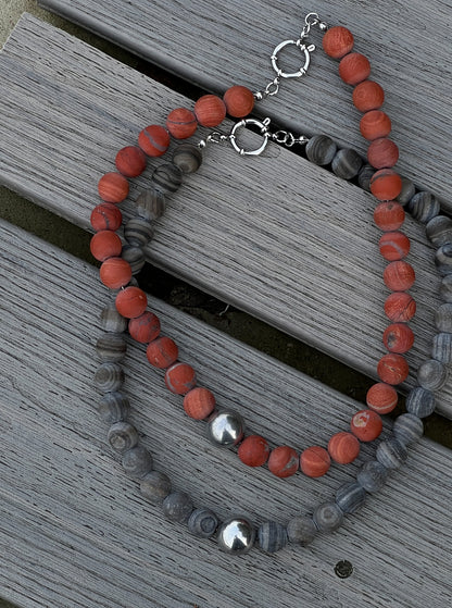 Oversized red jasper necklace