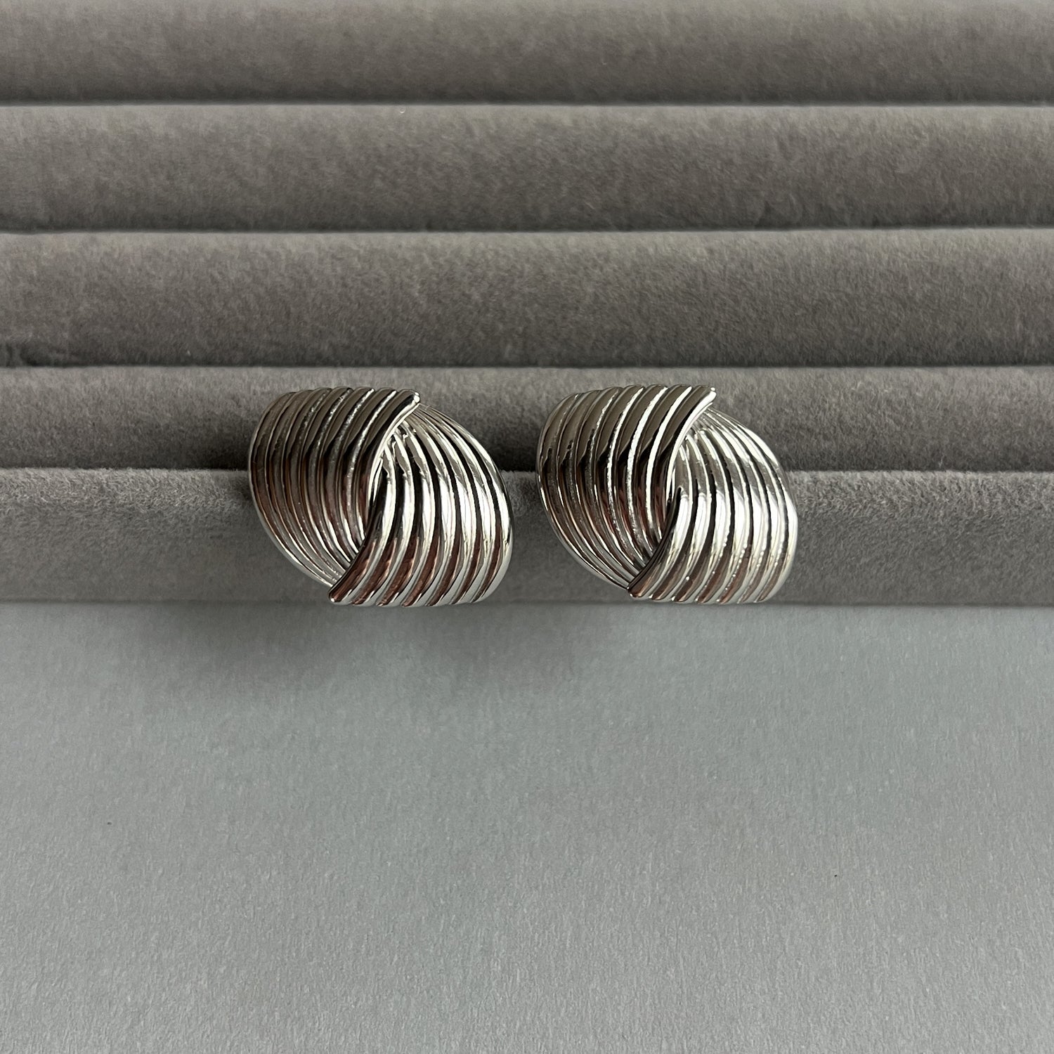 Vintage style silver colour stud earrings