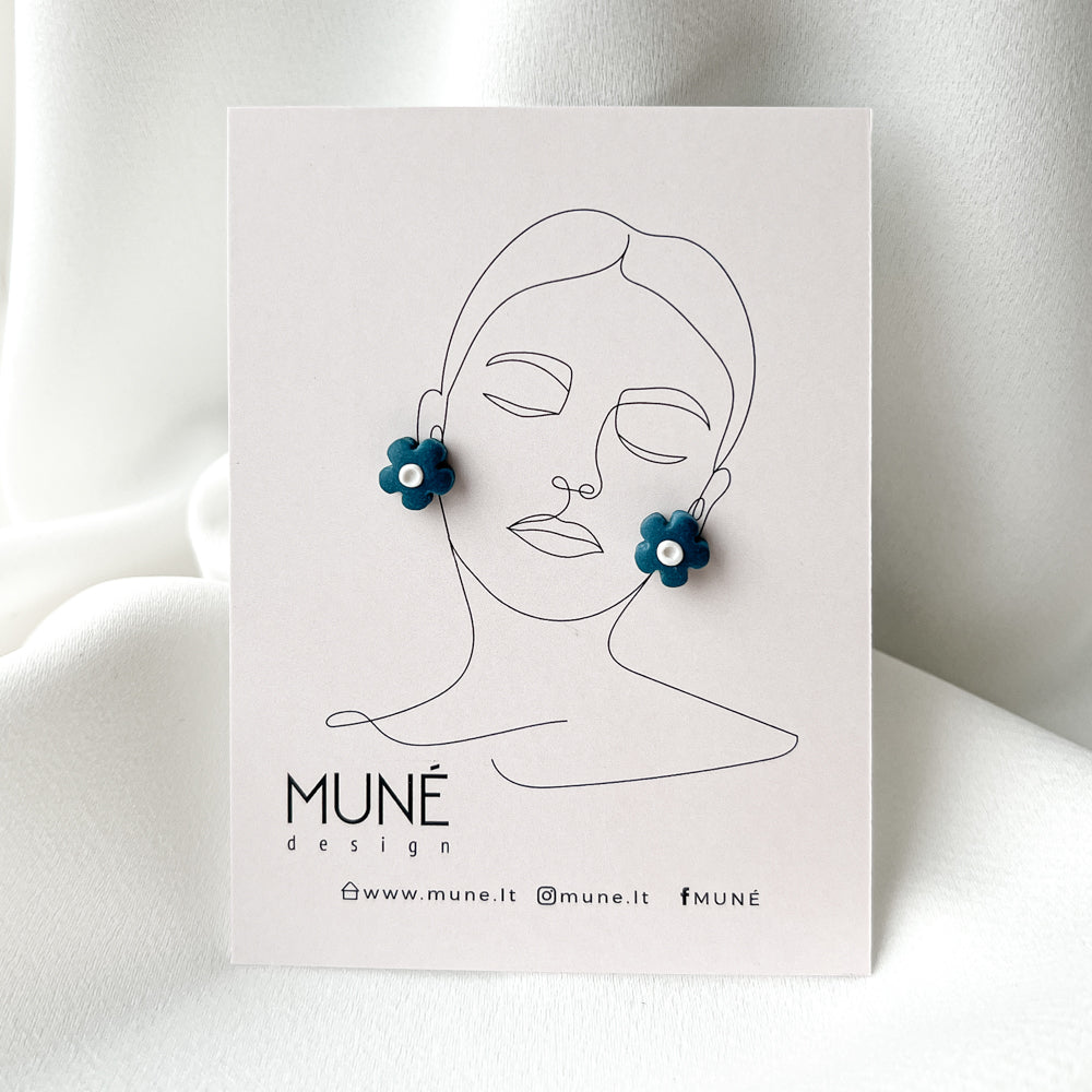 Stud Earrings - Little Flowers_blue