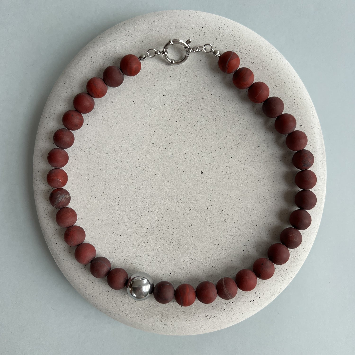 Oversize red jasper necklace