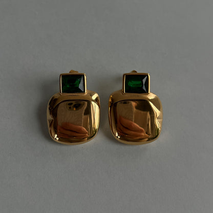 Gold colour statement stud earrings