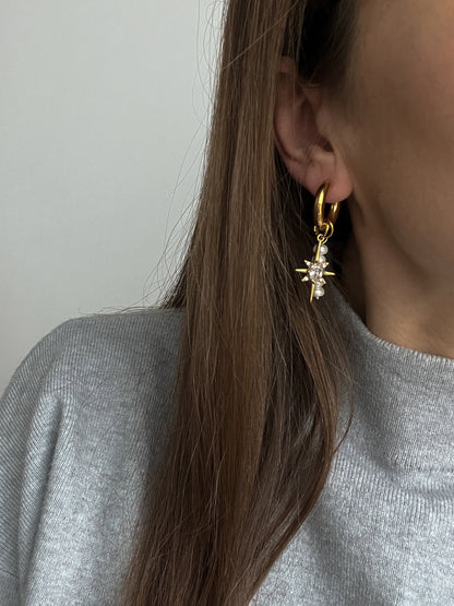 Gold colour hoops with pendants