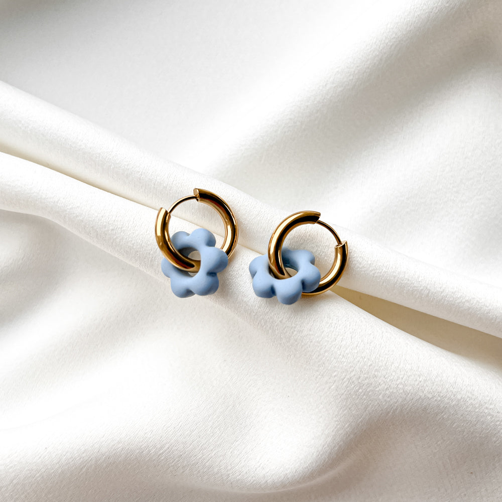 Hoop Earrings | Blue flowers
