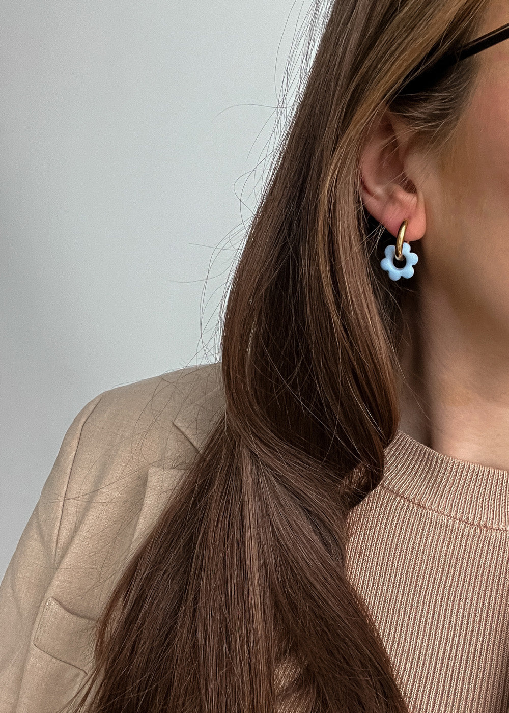 Hoop Earrings | Blue flowers