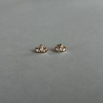 Gold colour small studs with zircons