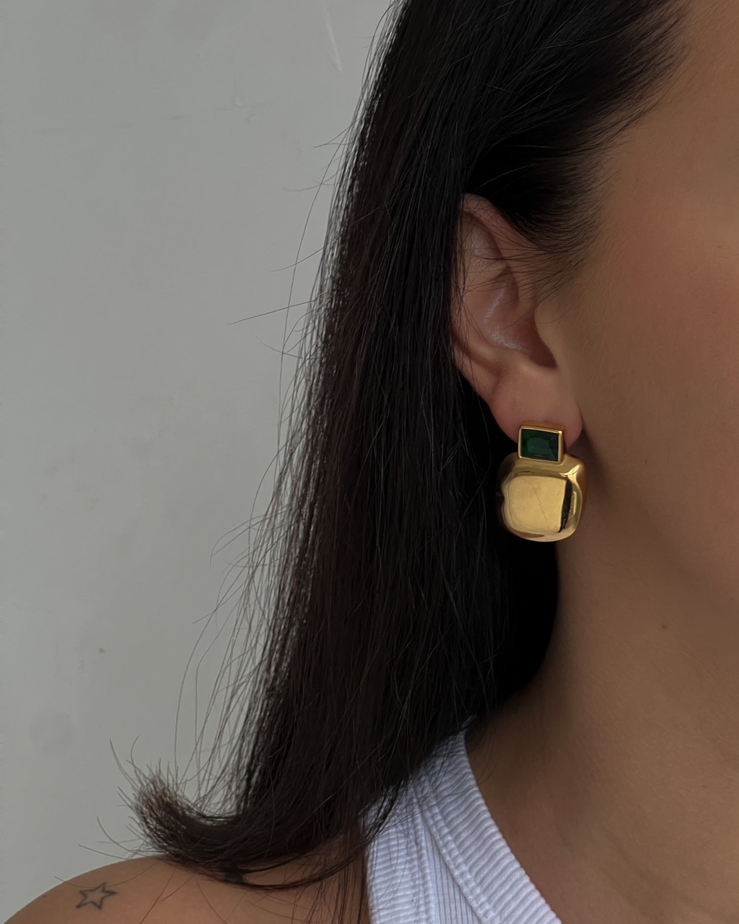 Gold colour statement stud earrings