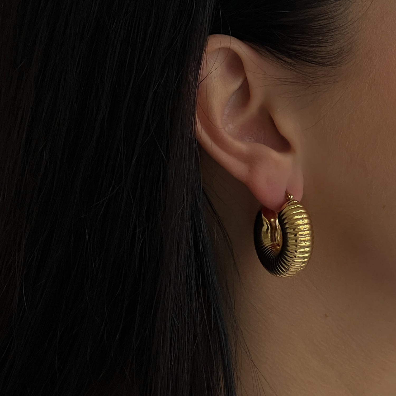 Gold colour lightweight hollow hoops