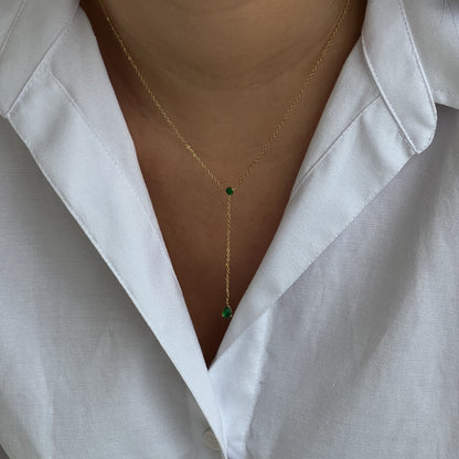 Minimalistic chain necklace with green zircons