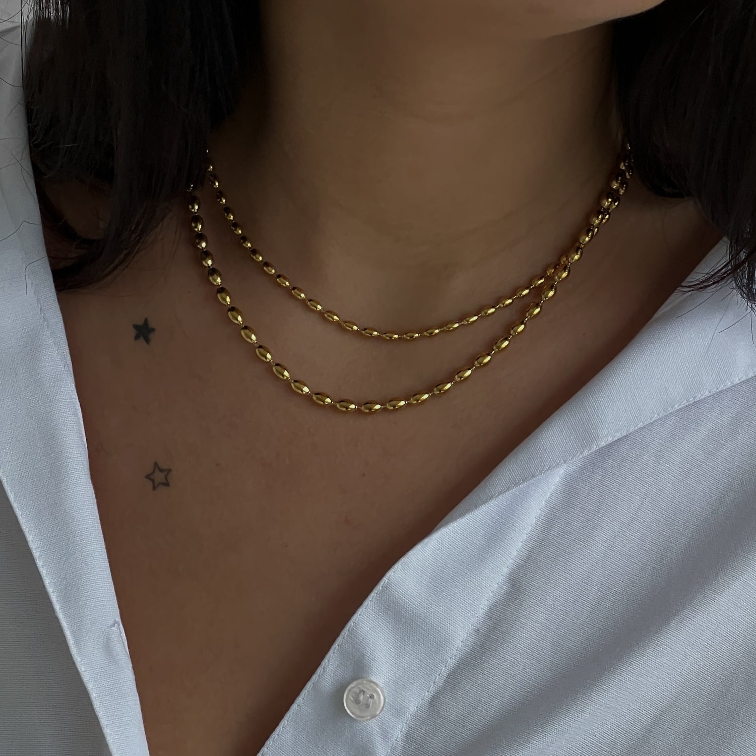 Minimalistic double chain necklace