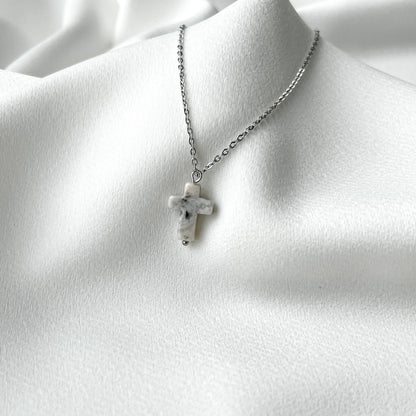 Agate cross chain necklace