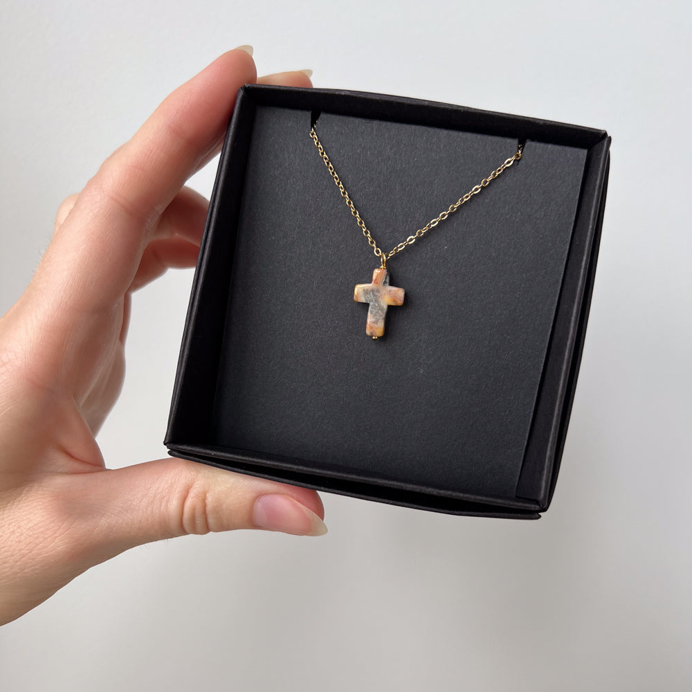 Agate cross chain necklace