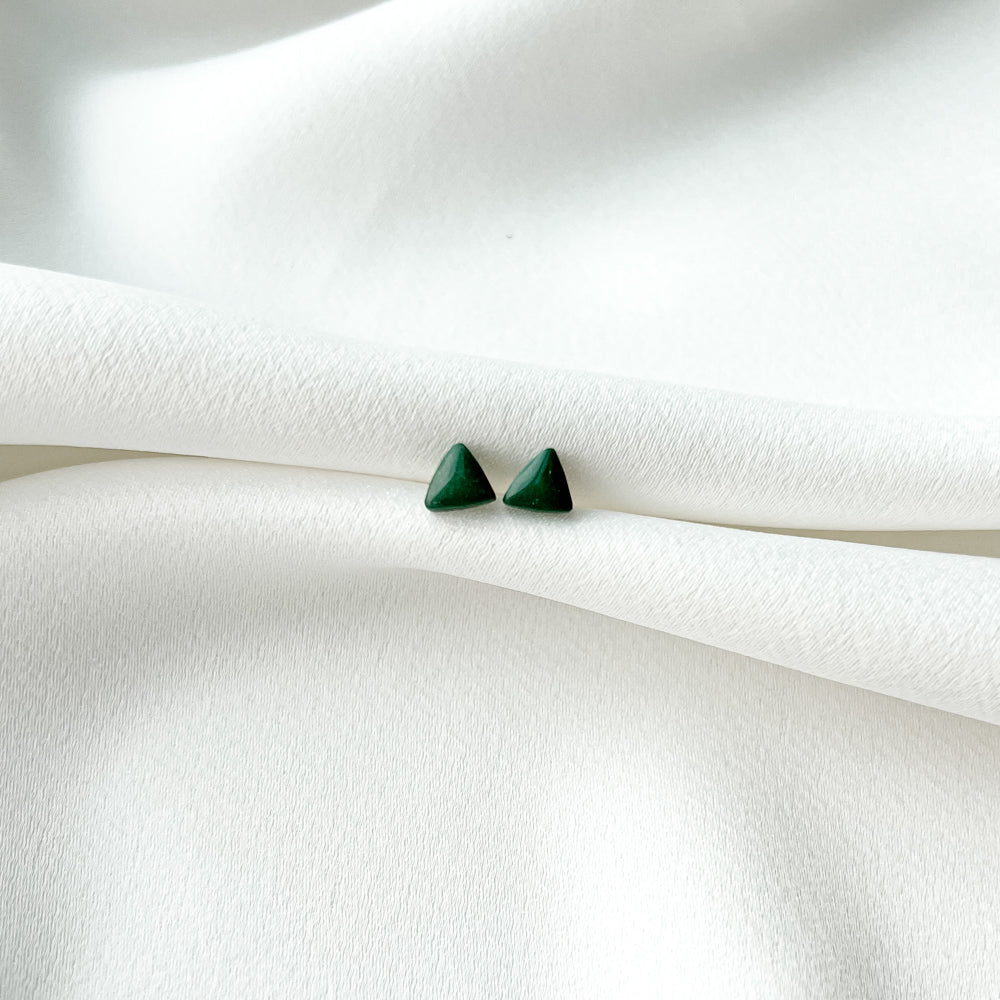 Tiny Stud Earrings - Triangles_Green
