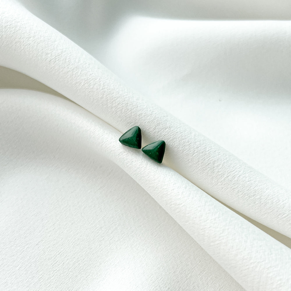 Tiny Stud Earrings - Triangles_Green