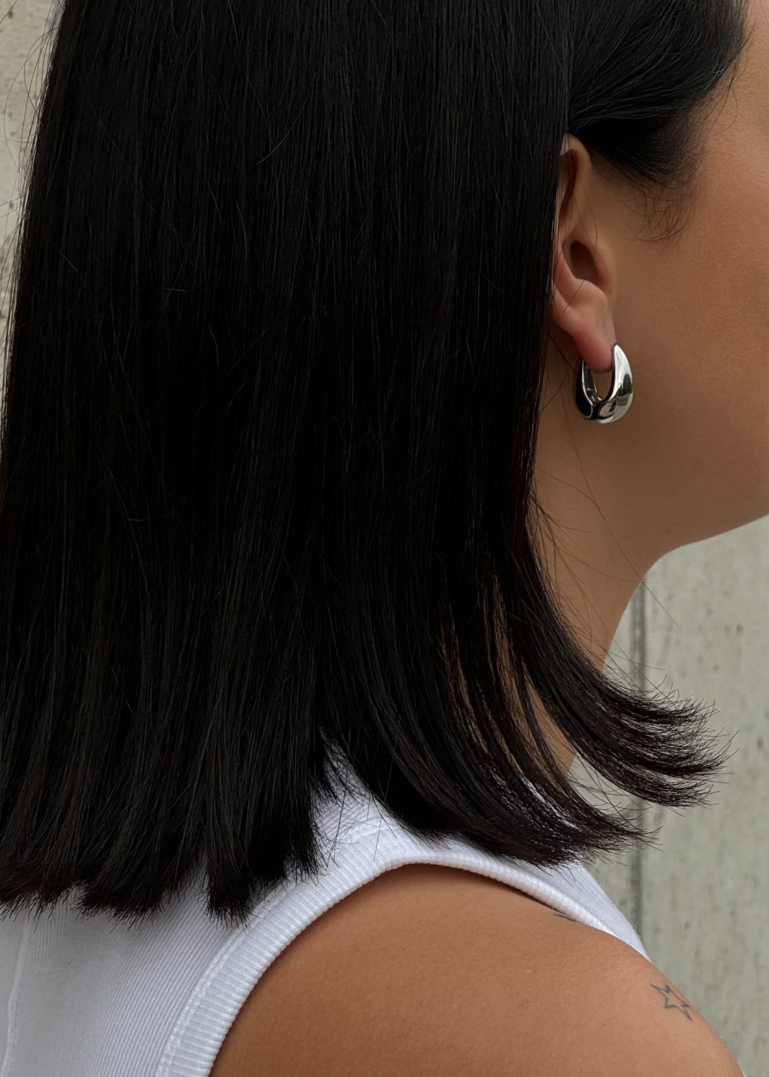 Small silver colour hoop earrings