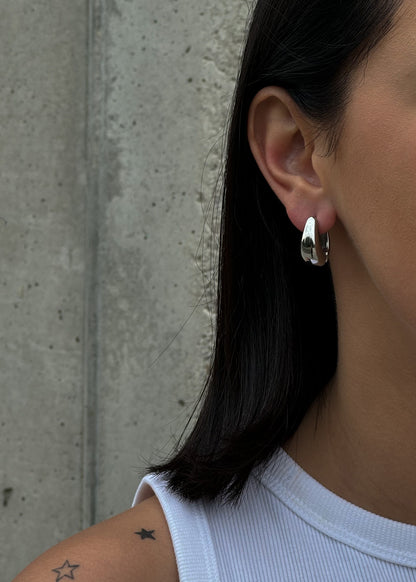 Small silver colour hoop earrings