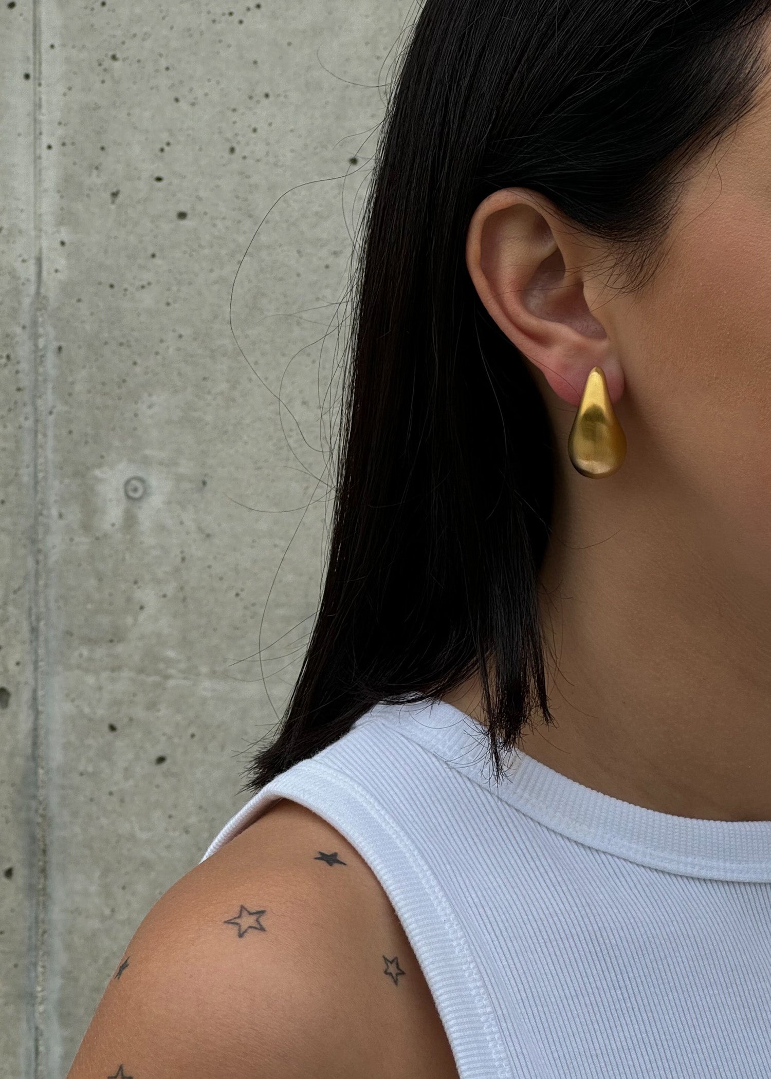 Matt gold drop stud earrings