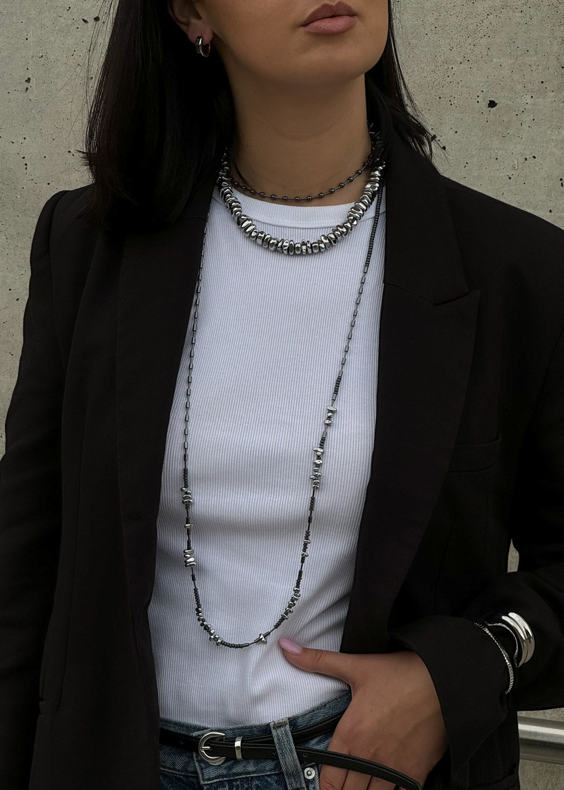 Modern hematite necklace