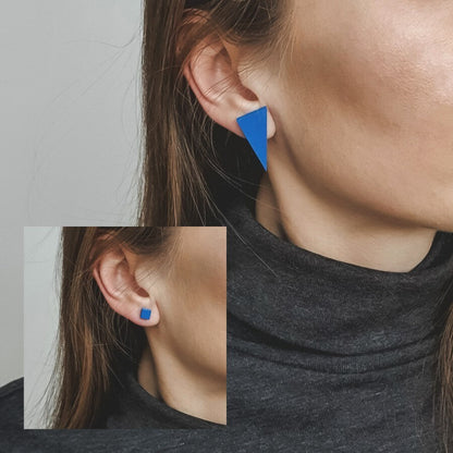Asymmetrical Stud Earrings - S_Blue