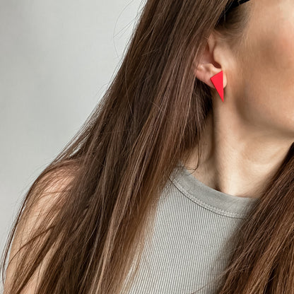 Asymmetrical Stud Earrings - S Red