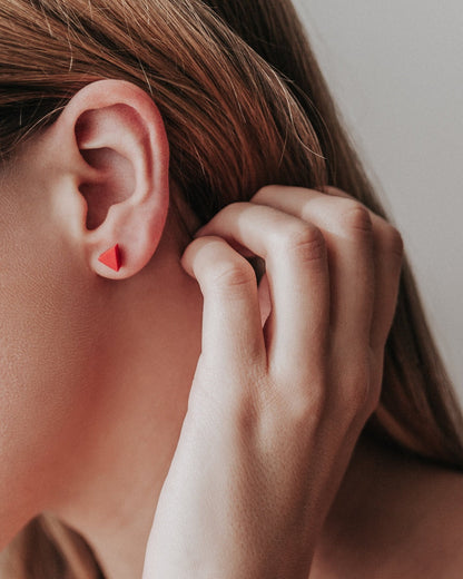 Tiny Stud Earrings - TK- Red